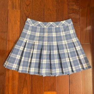Sunday Best Blue and White Plaid Pleated Skater Skirt